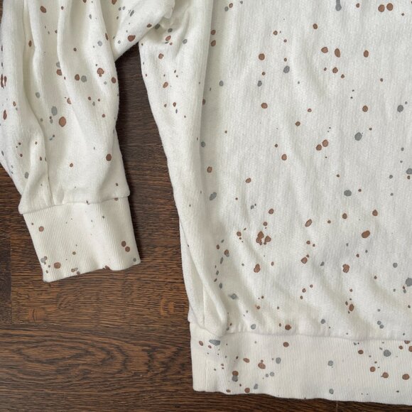 Splendid Women's Ivory, Gold and Silver Splatter Cotton Sweatshirt-Small - Picture 5 of 9